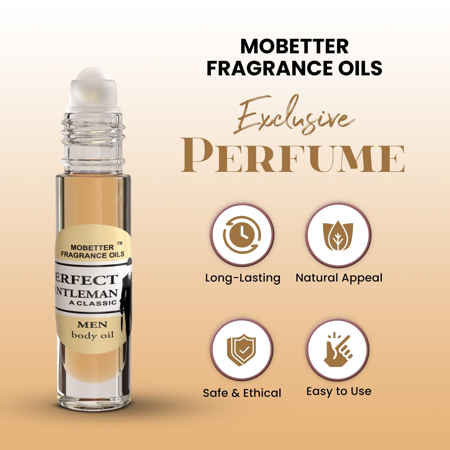 MOBETTER FRAGRANCE OILS Perfect Gentleman A Classic Men Cologne Body Oil 1/3 oz roll on Glass Bottle