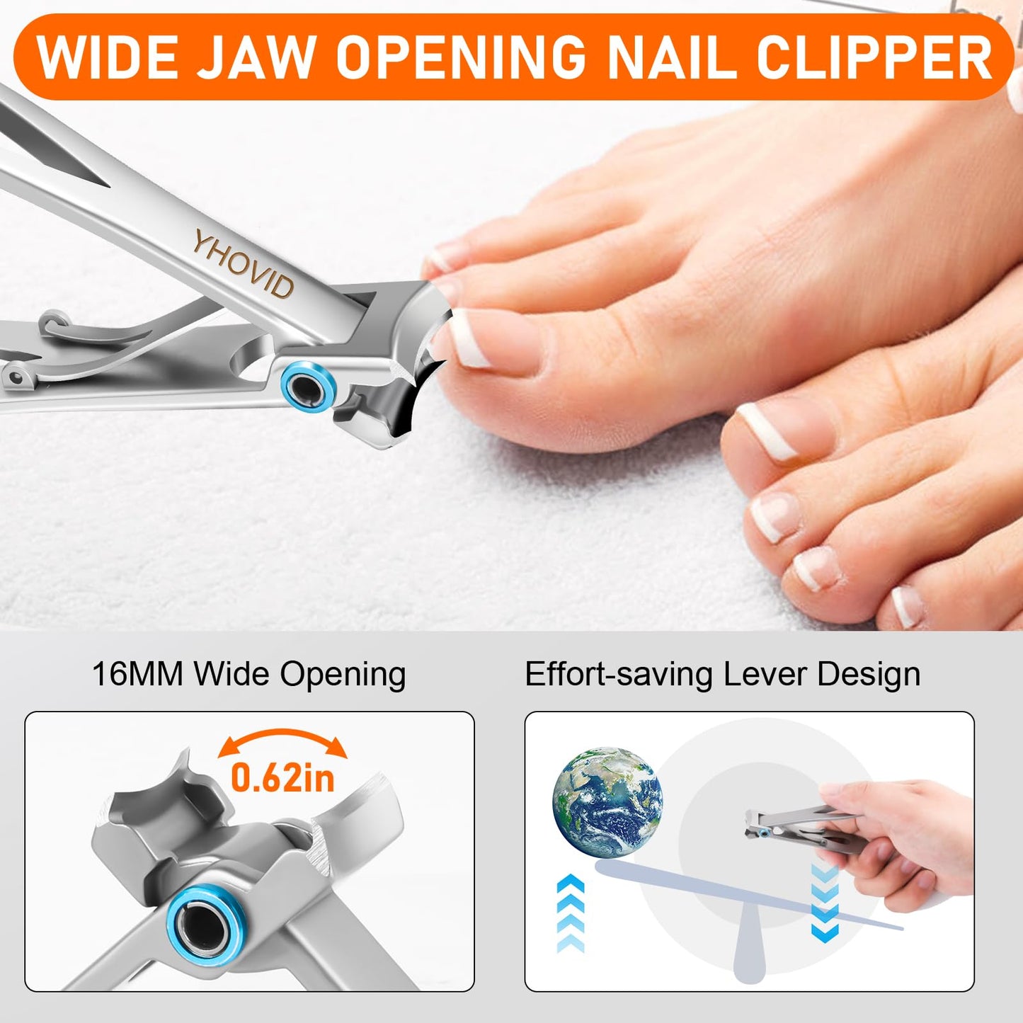 Toe Nail Clippers for Men, Toenail Clippers for Thick Nails for Seniors, German Ultra Sharp Stainless Steel Fingernail Clipper with Catcher, Heavy Beauty and Personal Care YHOVID