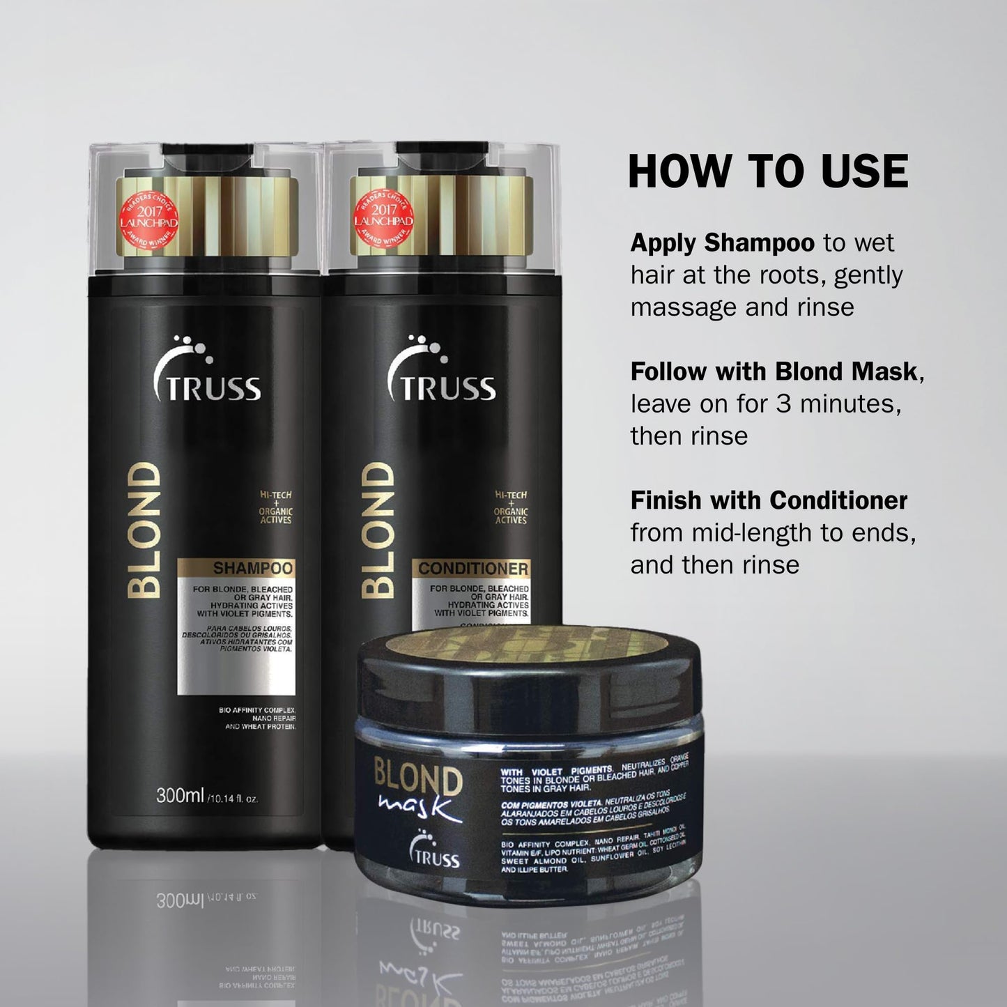 TRUSS Purple Shampoo & Toner for Blonde Hair - Blond Shampoo for Bleached, Gray, Highlighted & Brassy Hair - Restore Strength, Shine & Elasticity