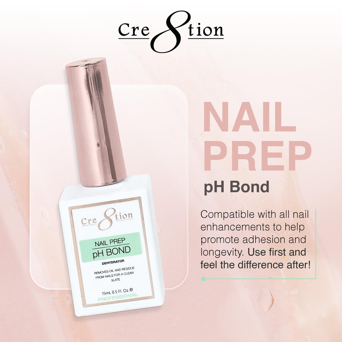 Cre8tion Nail Prep pH Bond, Professional Nail Dehydrator for Enhanced Adhesion, Removes Oil & Residues, 0.5 Fl Oz Beauty & Personal Care Cre8tion