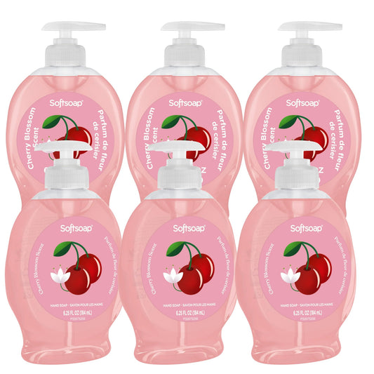 Softsoap Liquid Hand Soap with Pump, Limited Edition Summer Scents, 6.25 Fl Oz, 6 Pack (Cherry Blossom)