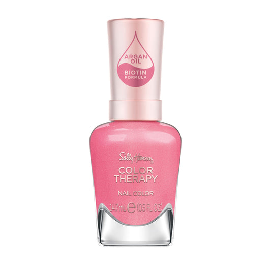 Sally Hansen Color Therapy Nail Polish | Biotin, Argan Oil, Long Lasting, Healthy Nails, Nail Strengthener, Opaque | 255 Lips Tulips | Rose Pink Nail