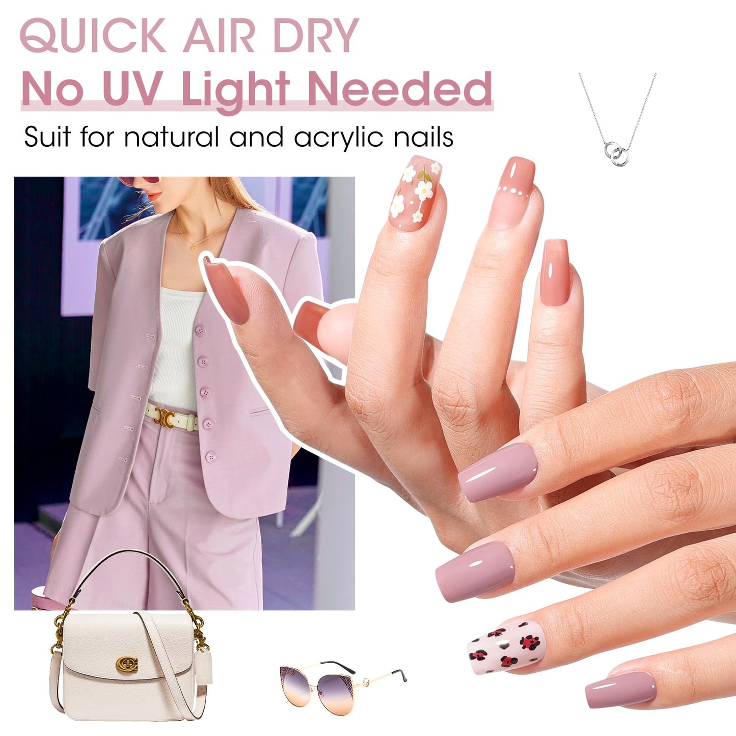 GELLEN Nail Polish Neutral Earth Tones, Nude Dusty Rose Fall Winter Air Dry Regular Nail Polish 6-color Set for Finger Toe Nails Home Salon All Beauty and Personal Care GELLEN