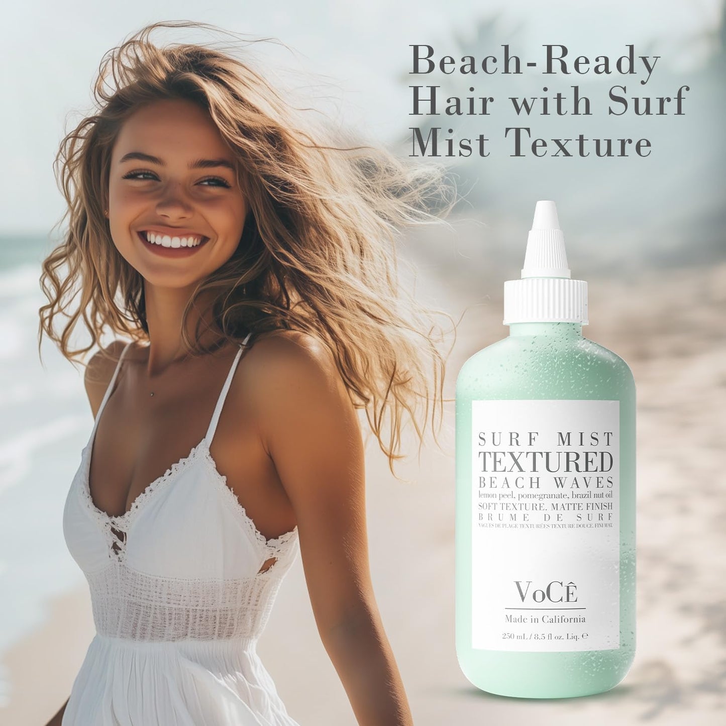 VoCÊ Haircare Natural Surf Mist Texture Spray | Effortless Waves, Light Hold, Vegan, Cruelty-Free & Non-Toxic Haircare with Brazil Nut Oil, Lemon Peel