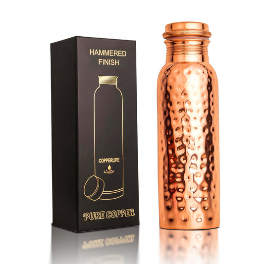 New Launch Copper Water Bottle 34 Ounces | 100% Pure Copper For Ayurveda Health Benifit | Hammered Design Handmade For Drinking Water | Tested Leak…