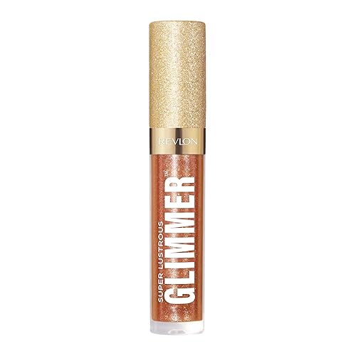 REVLON Super Lustrous Glimmer Gloss, Non-Sticky Lip Gloss, High-Shine Finish, Plant-Based Glitter, 006 Bronze Spark, 0.13 fl oz