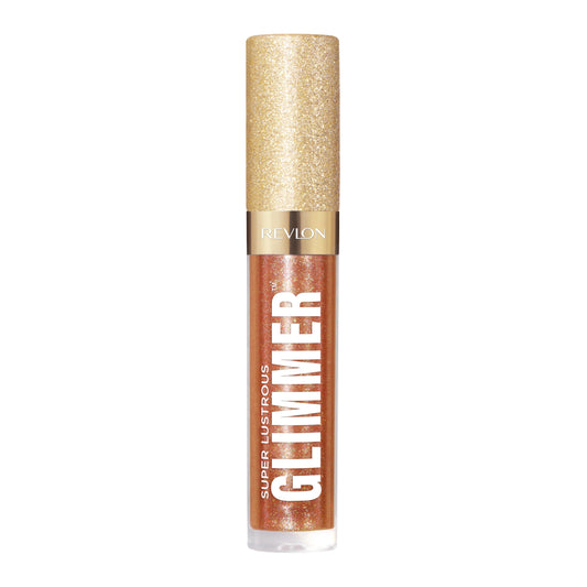 REVLON Super Lustrous Glimmer Gloss, Non-Sticky Lip Gloss, High-Shine Finish, Plant-Based Glitter, 006 Bronze Spark, 0.13 fl oz