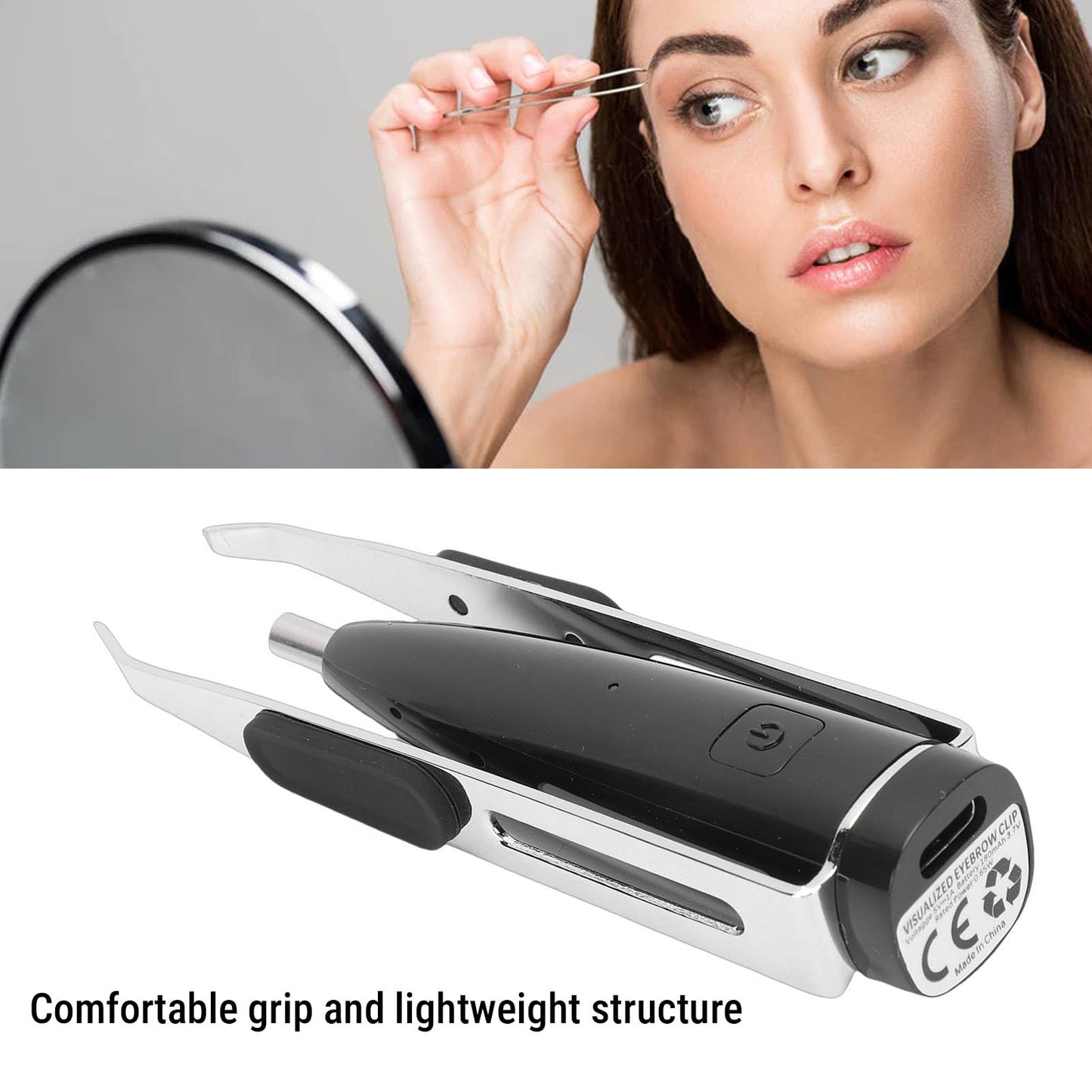 ZJchao Tweezerman Slant Tweezers, 10X Magnification Slanted LED Camera Tweezers Stainless Steel ABS Material 10.2x3cm Portable Hair Plucking Tweezers Beauty and Personal Care ZJchao