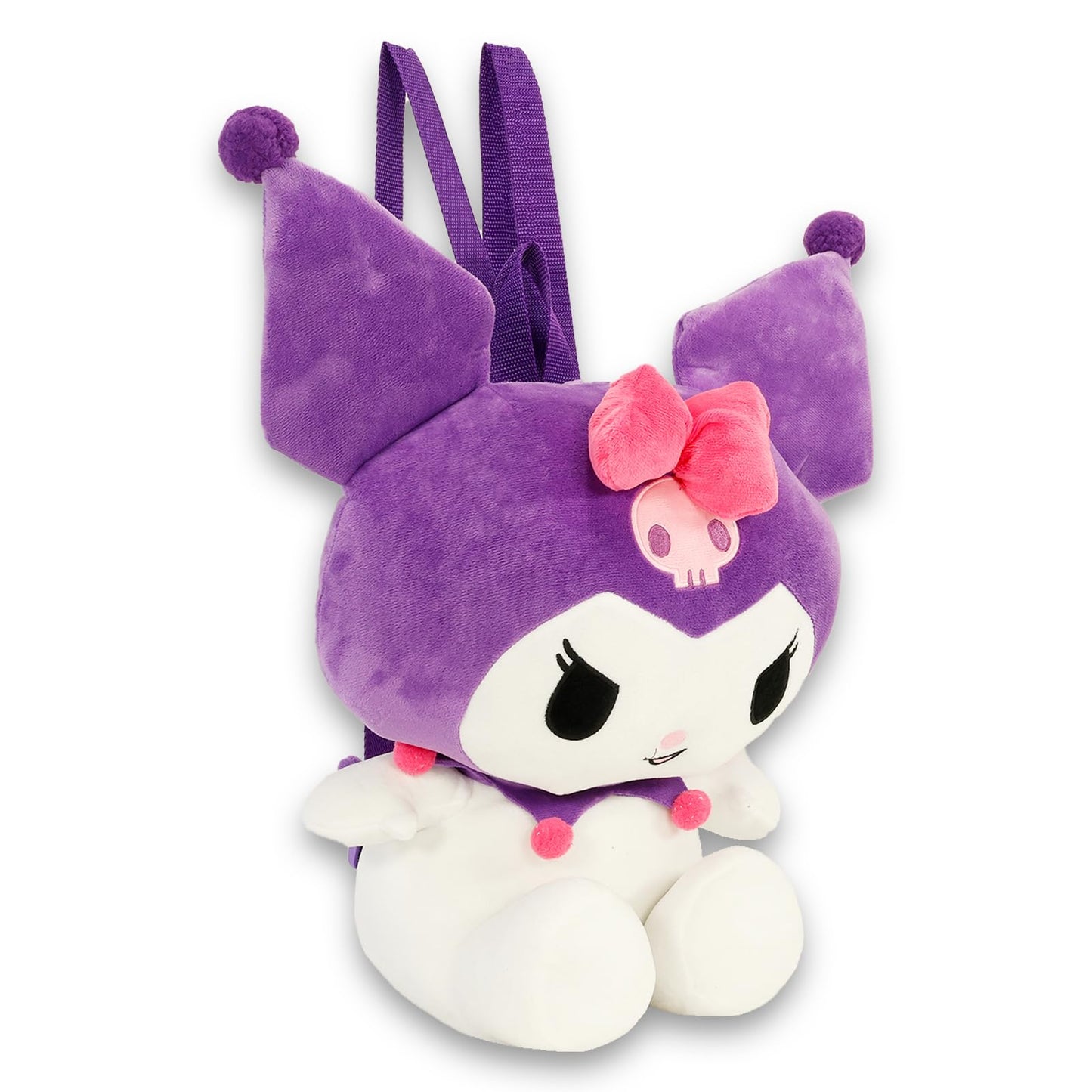 Hello Kitty and Friends Kuromi Plushie Backpack Set - Bundle of 16" Plush Doll with Carrying Straps, Stickers & More | Hello Kitty and Friends Gifts