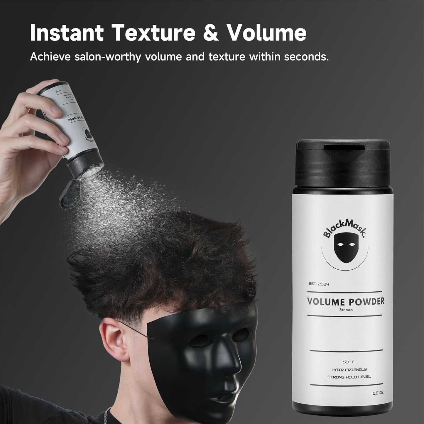 BlackMask Texture Powder for Men, Easy to Apply - Instantly Adds Texture & Volume, All-Natural Ingredients, Strong Hold, Hair Powder for Men (Pack