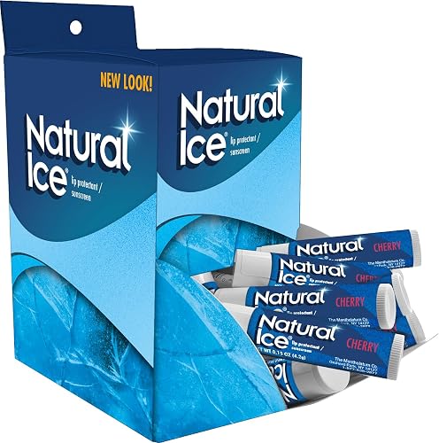 Mentholatum Natural Ice Cherry Flavor Medicated Lip Balm, Hydrating Lip Care for Dry, Chapped Lips, Moisturizing Formula with SPF 15 Helps Prevent