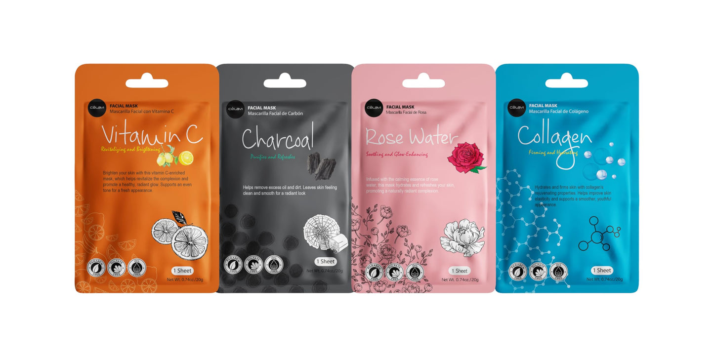 celavi Face Mask Set Korean Beauty Essence Facial Paper Sheet Mask Korea Skin Care Moisturizing 4 Packs of each 12 New flavors K-Beauty Skincare 48