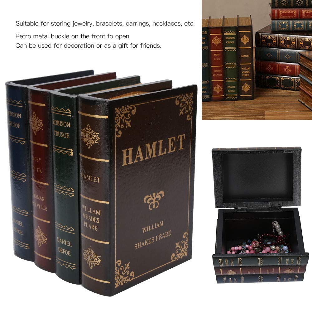Cimenn Wooden Jewelry Box, Fashionable Book Shape Jewelry Gift Storage Chest Box 3 Layers Case Holder Organizer for Bracelets, Earrings, Rings…