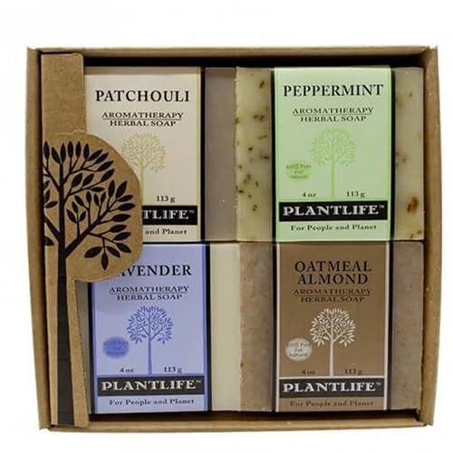 Aromatherapy Herbal Soap Top 4 Pack Soap Combo-Earth Gift Set (Patchouli, Peppermint, Lavender, and Coconut Vanilla)