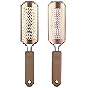 2 Pack Foot File & Rasp Callus Remover - Stainless Steel Coarse & Fine Scraper for Dry/Wet Feet, Professional Dead Skin Scrubber & Cracked Heel Care