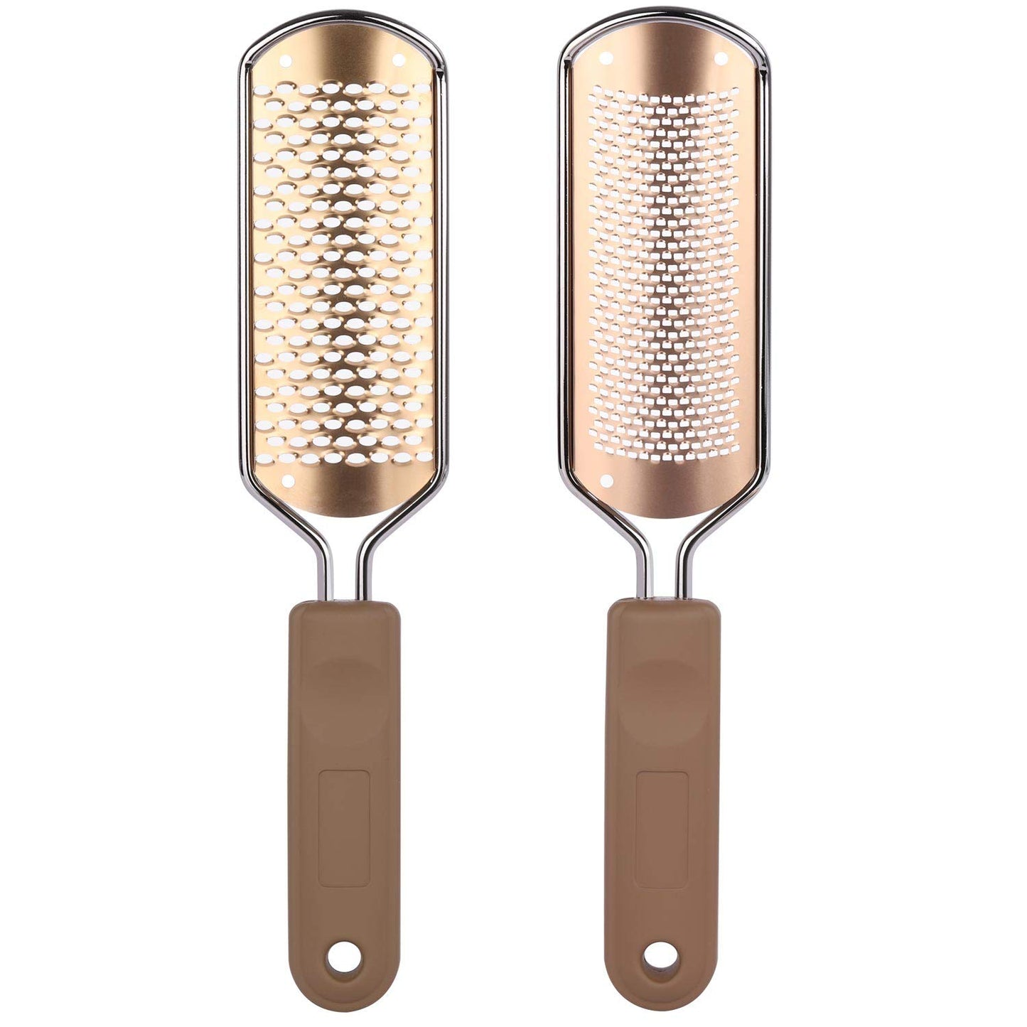 2 Pack Foot File & Rasp Callus Remover - Stainless Steel Coarse & Fine Scraper for Dry/Wet Feet, Professional Dead Skin Scrubber & Cracked Heel Care