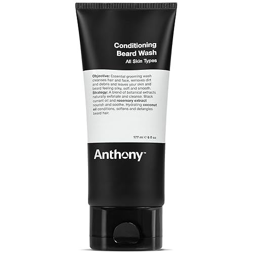 Anthony Conditioning Beard Wash, 6 Fl Oz, Contains Botanical and Rosemary Extracts, Black Currant and Coconut Oils, Cleanses, Hydrates, Softens,