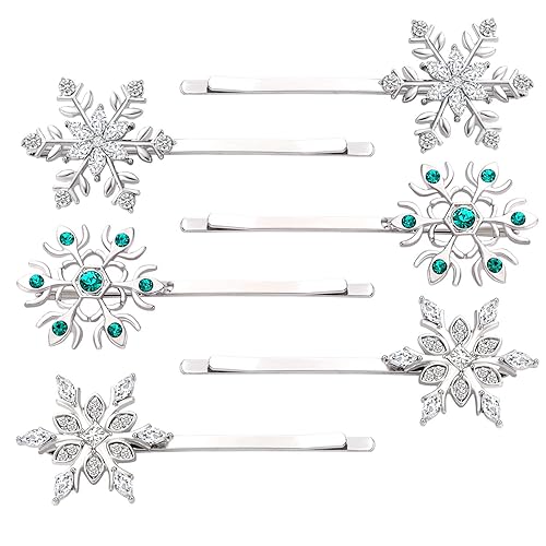 Christmas Bow Snowflake Hair Clip Hairpin Festive Gift Bows Rhinestone Snowflake Alligator Clips Xmas Holiday Party Hair Accessories Gift (Snowflake)