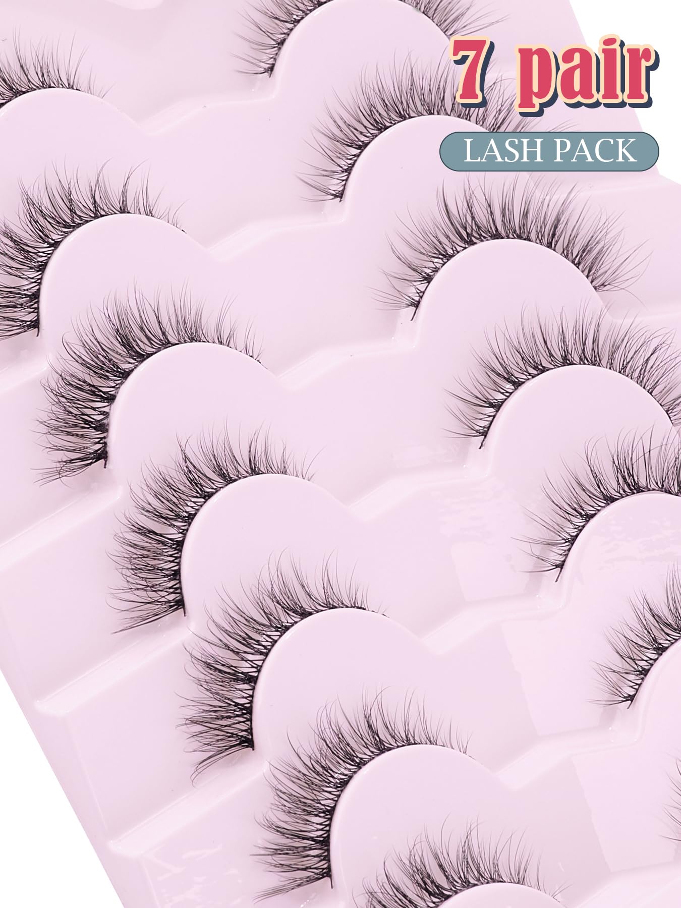 Natural Lashes Wispy Cat Eye Lashes 12mm False Eyelashes Natural Look Strip Lashes Thin Cotton Band Soft Eyelashes 3D Volume Lashes Pack C Curl Beauty and Personal Care Siligli