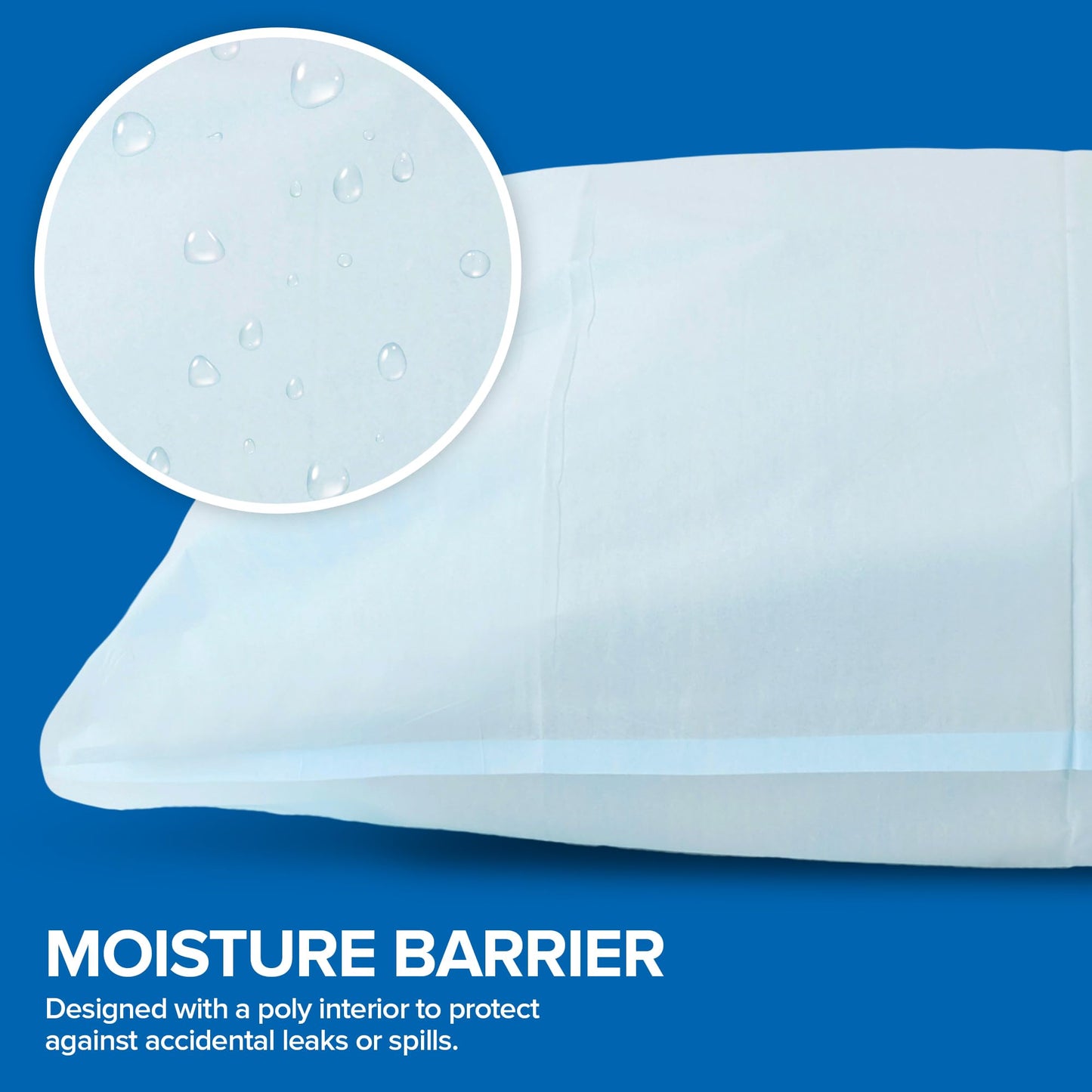 Stock Your Home (100 Count) Disposable Pillow Case Covers, Tissue/Poly 21" x 30" Standard Size, Single-Use Pillowcases with Moisture Barrier in Blue
