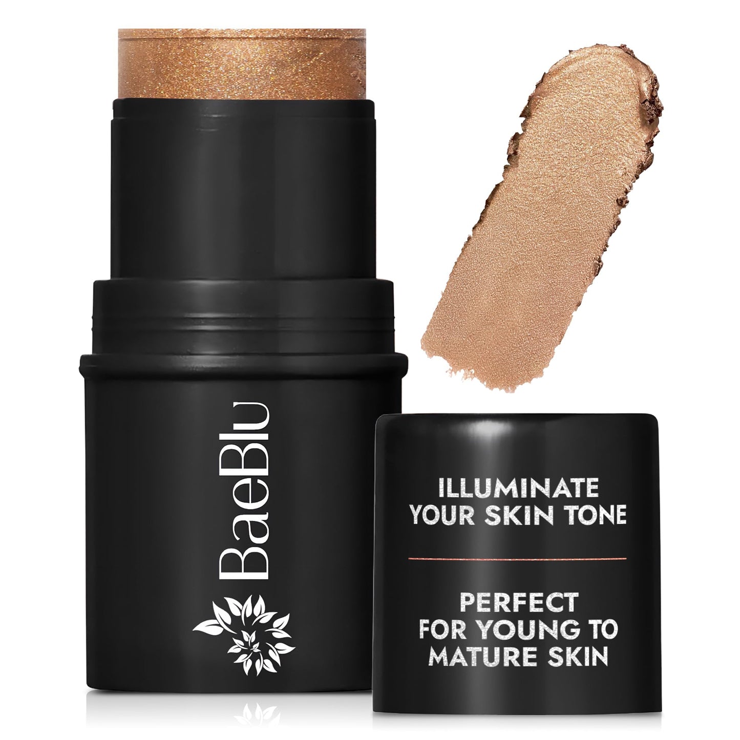BaeBlu - Organic Cream Bronzer Stick - 100% Natural Vegan Cream Bronzer for Face, Multi-Use for Lips, Cheeks & Eyes, Buildable Shimmer, Gluten-Free