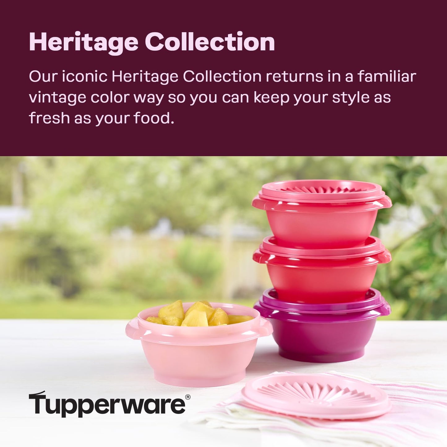 Tupperware Heritage Collection, New 16 Piece Food Storage Container Set in Vintage Pink, Dishwasher Safe and BPA Free (8 containers, 8 lids)
