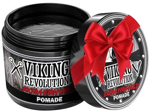 Viking Revolution Extreme Hold Pomade for Men - Style & Finish Your Hair - Extra Firm,Strong Hold & High Shine for Men’s Styling Support - Water Based