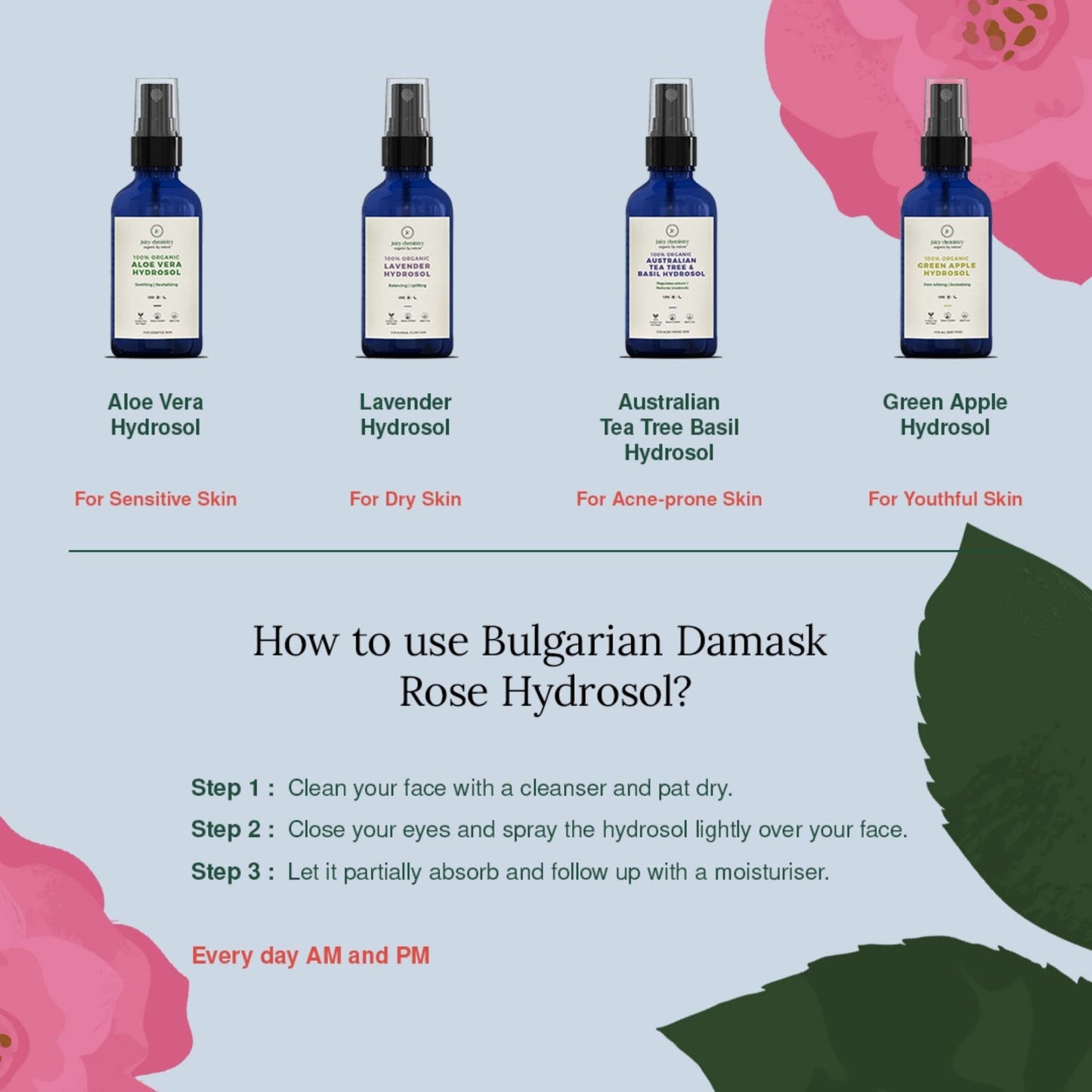 Juicy Chemistry - Certified Organic 100% Natural Toner Mist w/Bulgarian Rose Water for Normal to Oily Skin (110ml)