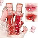 New Irven 2Pcs Bear Lip Glaze Jelly Lipstick,Liquid Lipstick Cute Bear Lipgloss Moisturizing Lip Stain Plumping Water Lip Gloss Waterproof Long