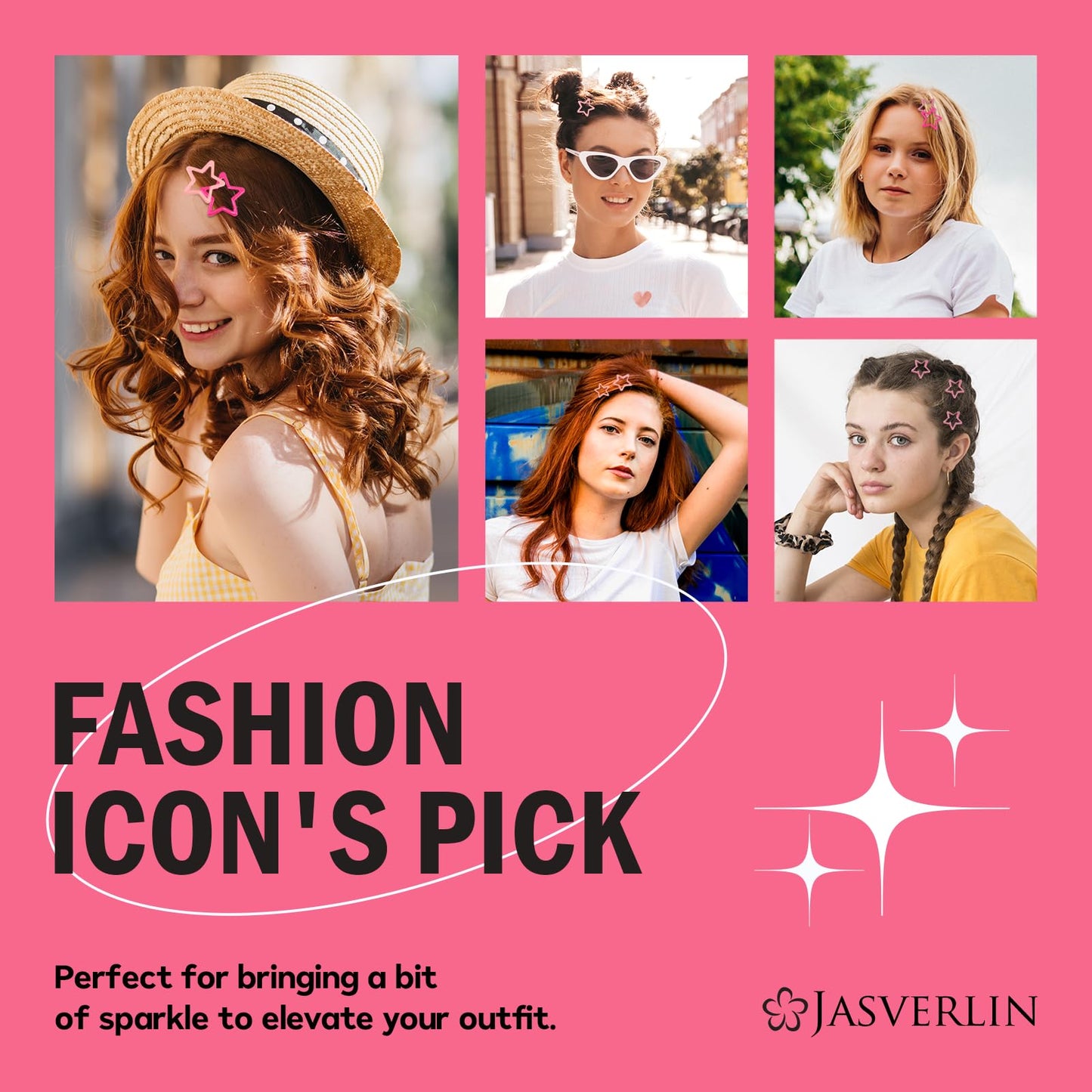 JASVERLIN 36 Pcs Star Snap Hair Clips, Y2k Colorful Cute Barrettes for Women Girls, Thick Fine Non-Slip Hairclips Accessories Glitter Kawaii Rave Beauty and Personal Care JASVERLIN