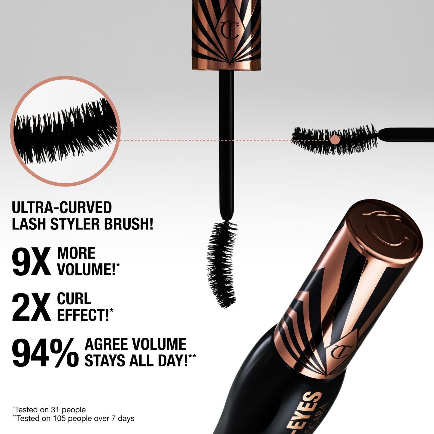 Charlotte Tilbury Exagger-Eyes Instant Volume Mascara Makeup - Volumizing, Lengthening, No-Clump Mascara with 28-Hour Smudge-Proof & Flake-Proof Wear Beauty and Personal Care Charlotte Tilbury