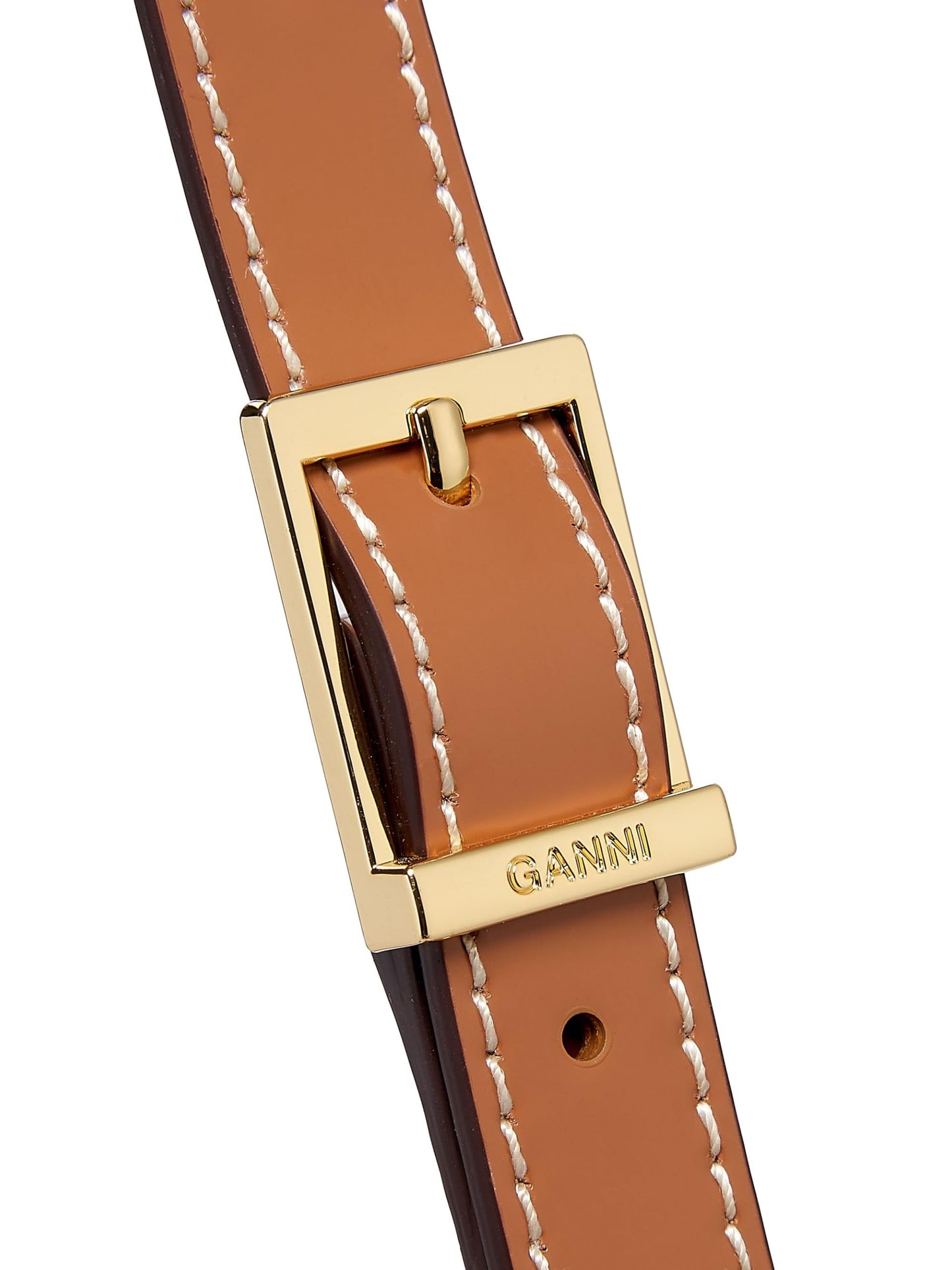 Ganni, Apo-G Small Crossbody Leather Bag, Caramel Cafe