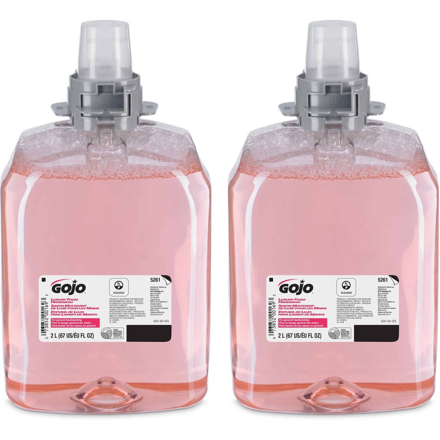 GOJO Luxury Foam Handwash, Cranberry Fragrance, EcoLogo Certified, 2000 mL Hand Soap Refill FMX-20 Push-Style Soap Dispenser (Pack of 2) - 5261-02