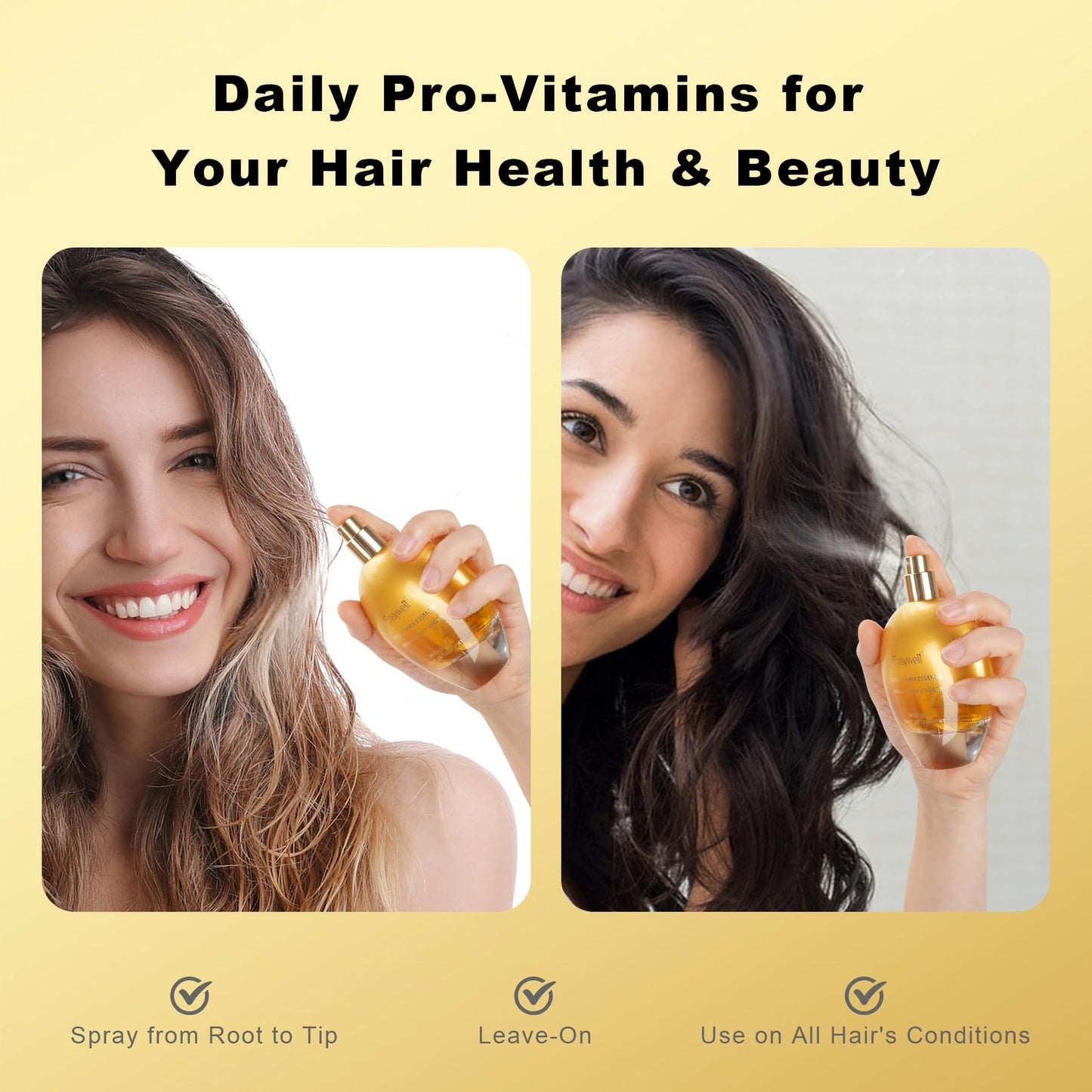 EASYWELL Hair Perfume for Women, Christmas Gift Birthday Gifts for Mom and girls, Leave In Conditioner Spray with Vitamin B5, Hair Care Fragrance