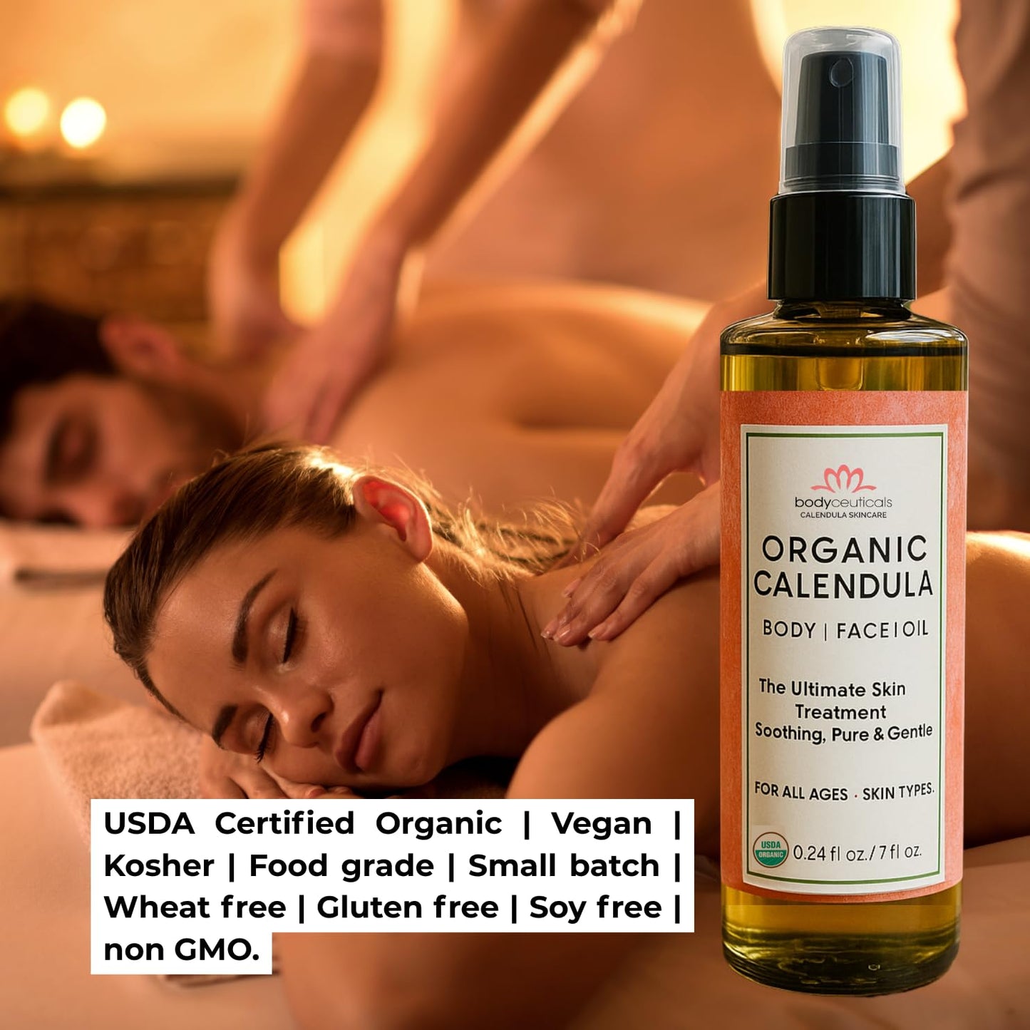 Bodyceuticals Organic Calendula Oil, Skincare Extract with Fresh Calendula Flowers and Olive, Moisturizing and Repairing, Vegan, Non-GMO, Kosher
