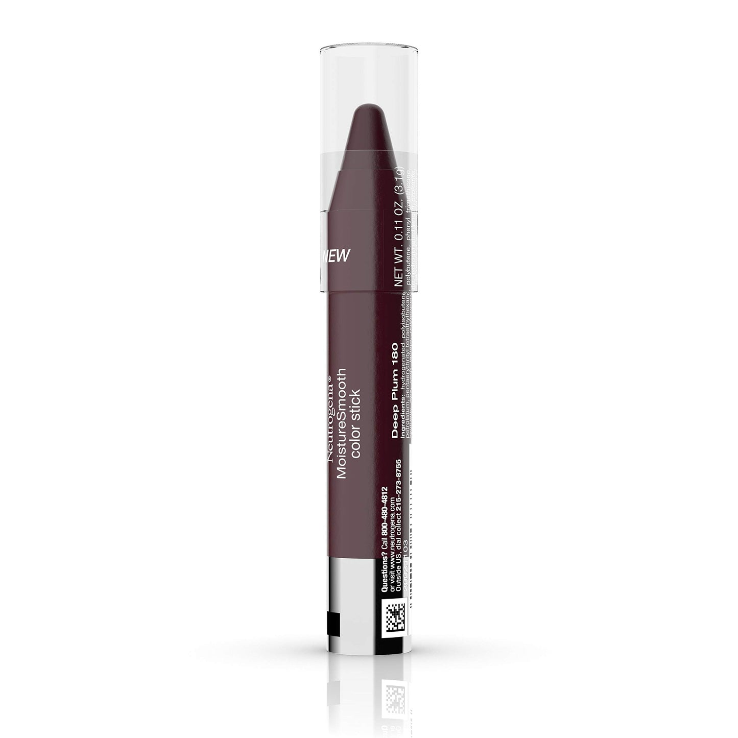 Neutrogena Moisturesmooth Color Lip Stick, 180 Deep Plum, .011 Oz. (Pack of 1)