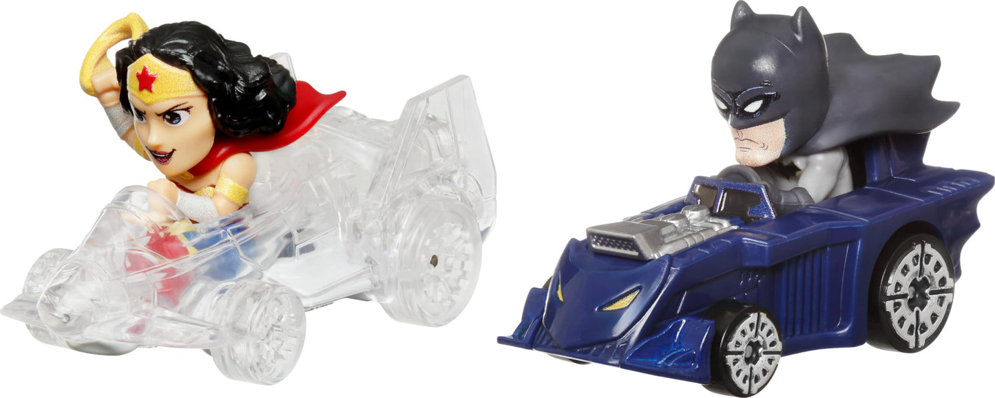 Hot Wheels Toy Cars, Set of 2 RacerVerse Die-Cast Vehicles with Character Drivers Optimized for Performance on RacerVerse Track (Styles May Vary)
