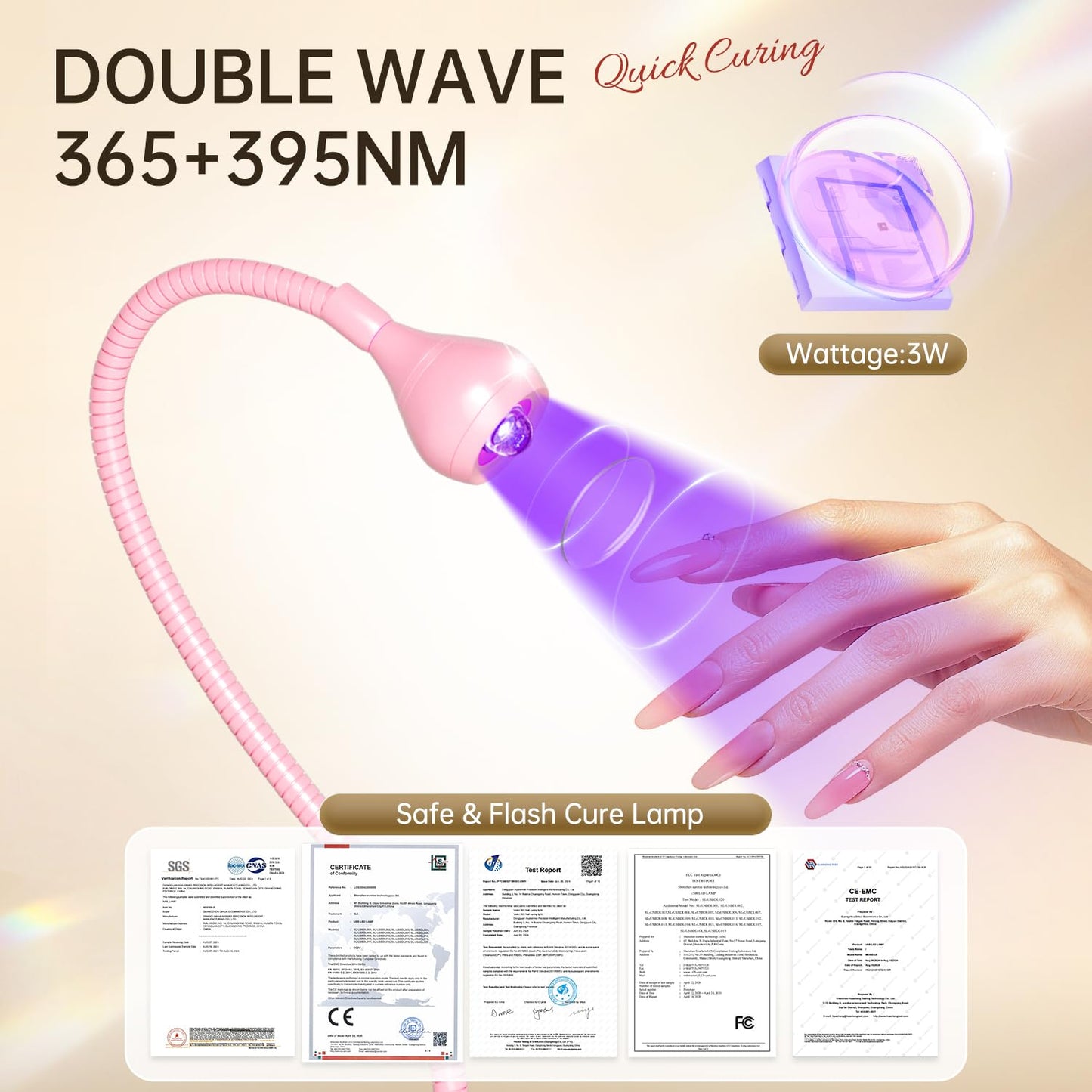 AORAEM LED Nail Lamps Flexible Gooseneck Lamp Gel Polish Curing Light Pink Beauty and Personal Care AORAEM