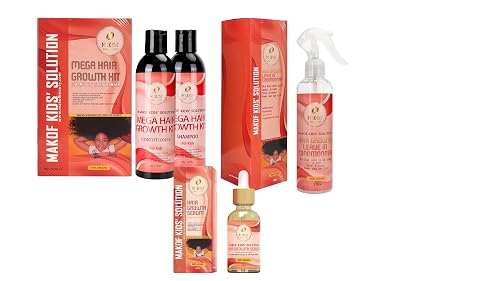 Coconut Oil Kids Curly Shampoo & Conditioner,Hair Oil, Leave in Conditioner Set- With black castor, coconut oil, rice extract - for Hair Growth