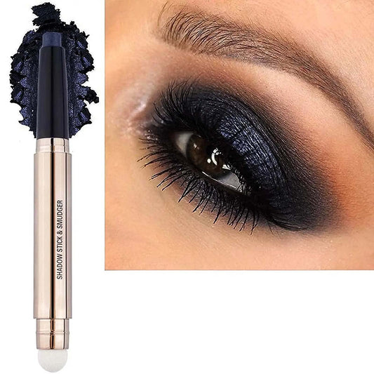 Black Eyeshadow Stick, Cream Smooth Shimmer Single Eyeshadow Pencil, Hypoallergenic Waterproof Long Lasting Eye Shadow Highlighter Stick, Blue Eye