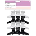 Diane Large Butterfly Clamps for Sectioning, Haircutting, Blow Drying, Butterfly Hair Clips for Women and Girls, 3.25”, Black and White (12 Pack)