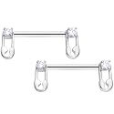 Body Candy 14G Womens Nipplerings Piercing 316L Steel 2Pc Clear Accent Safety Pin Nipple Ring Set 9/16"