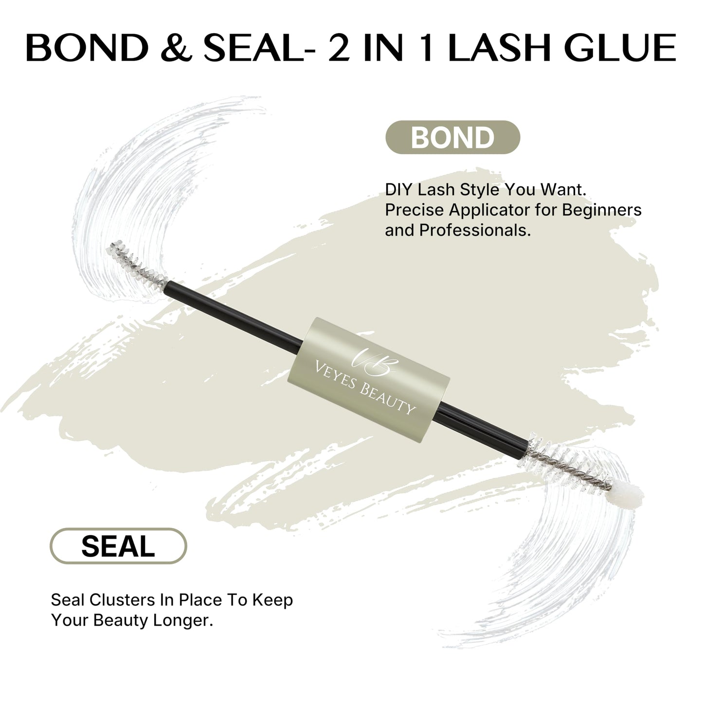 VEYESBEAUTY Lash Bond and Seal Waterproof 2 in 1 Cluster Lash Glue for Eyelash Extensions Long Lasting Strong Hold Individual Eyelash Glue Beauty and Personal Care VEYESBEAUTY