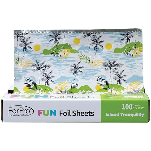 ForPro FUN Island Tranquility 9" Foil Sheets, Aluminum Hair Foils for Color Application and Highlighting Services, Food Safe, Pop-Up Dispenser, 9” W x