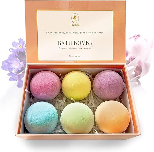 Levitural Bath Bombs Gift Set - Organic & Natural Spa Fizzies for Relaxation, Moisturizing, and Aromatherapy - Perfect for Women, Men, and Kids
