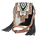 American Darling Messenger Hand Tooled Saddle Blanket Hair On Genuine Leather Western Women Bag Handbag Purse
