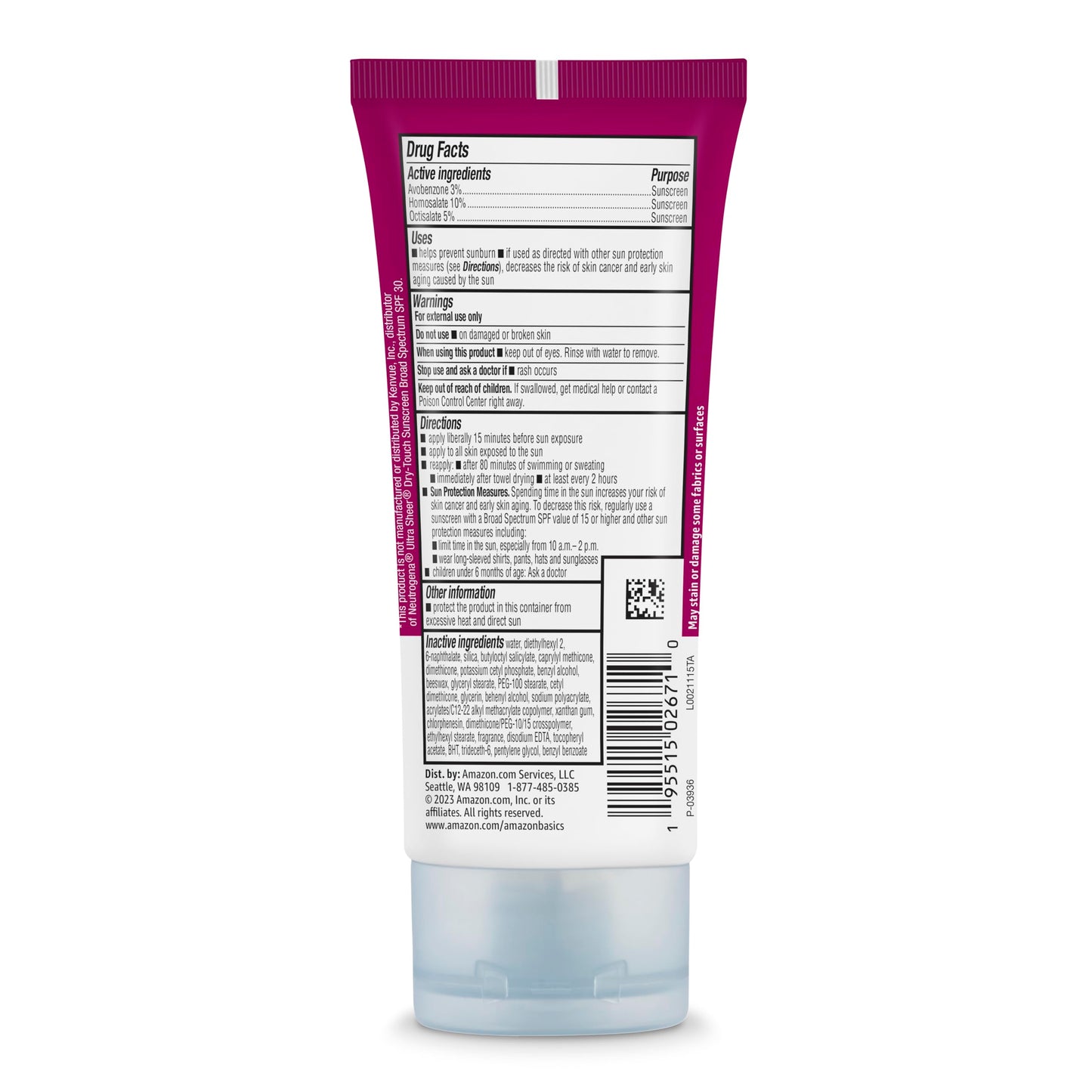 Amazon Basics Sheer Face Sunscreen SPF 30, UVA/UVB Protection, Water Resistant (80min), Formulated without Octinoxate & Oxybenzone, 3 fl oz (Pack