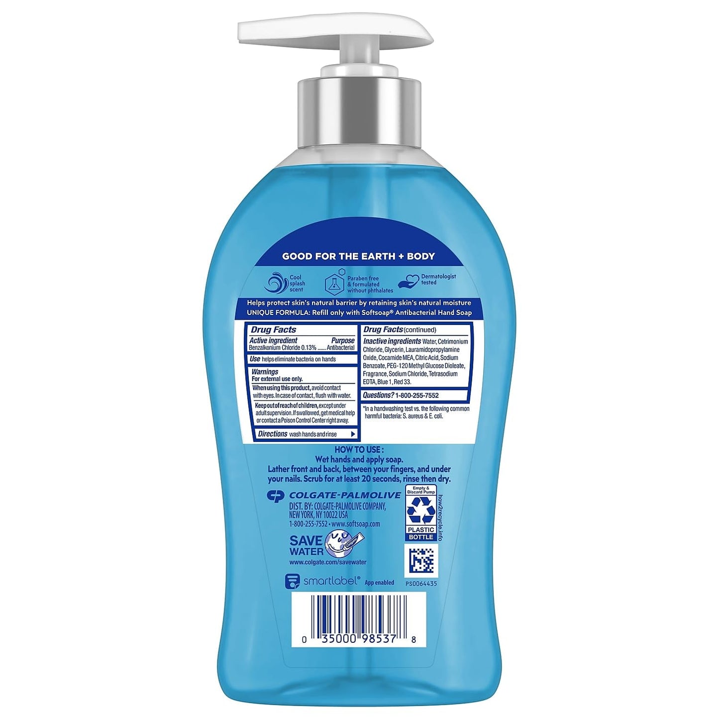 Softsoap Antibacterial Liquid Hand Soap Pump, Clean & Protect, Cool Splash - 11.25 Fl. Oz