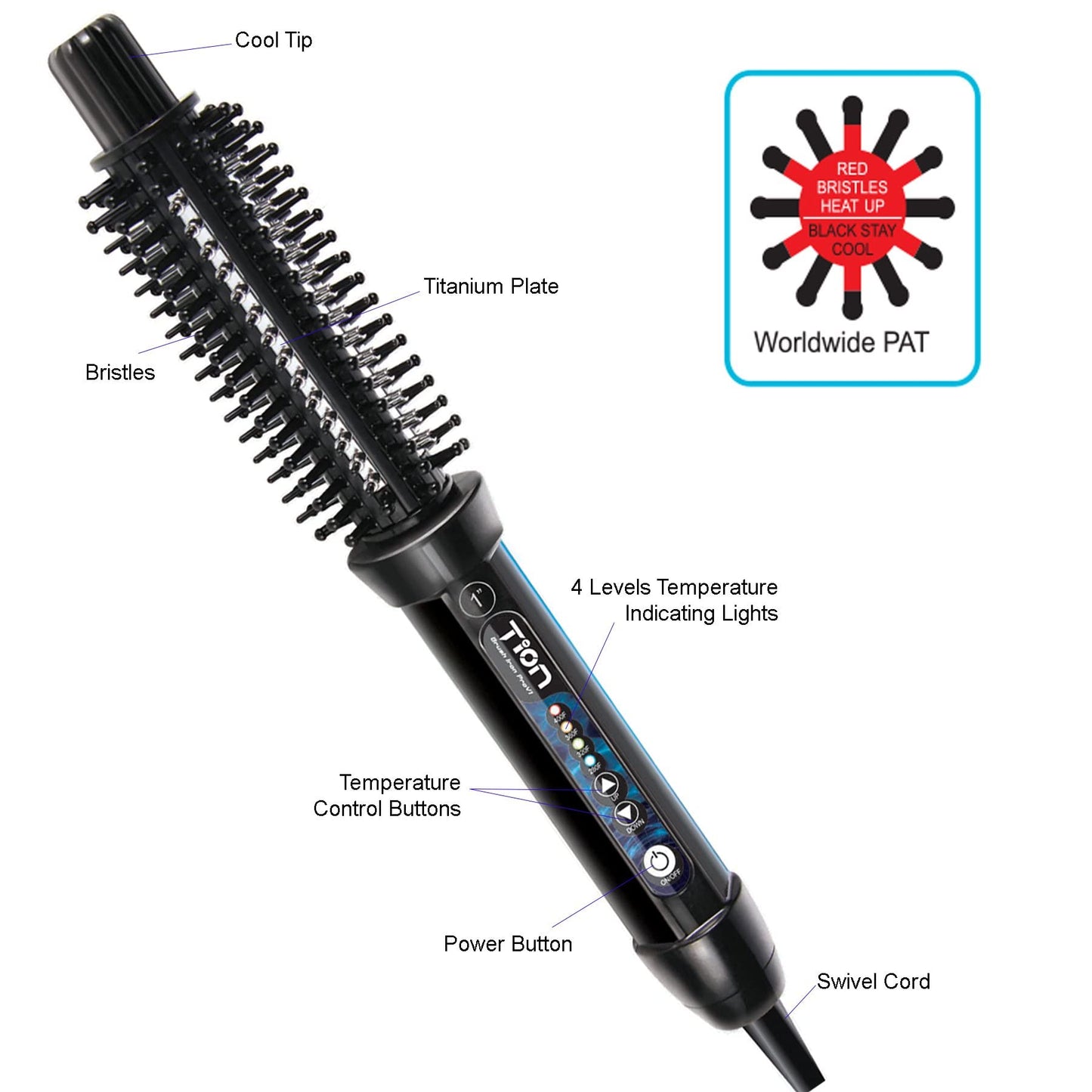 Tion 3/4 Ceramic Ionic Hot Curl Heat Roller Brush