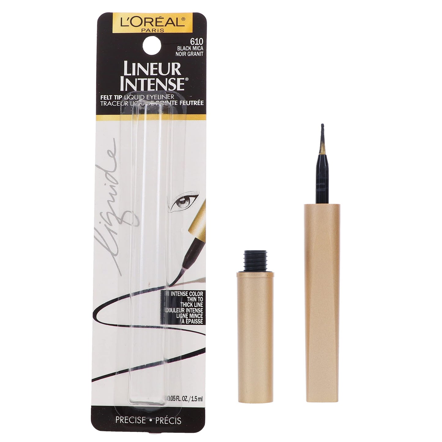 L’Oreal ParisLineur Intense Felt Tip Liquid Eyeliner, Black Mica [610], 0.05 oz (Pack of 2)